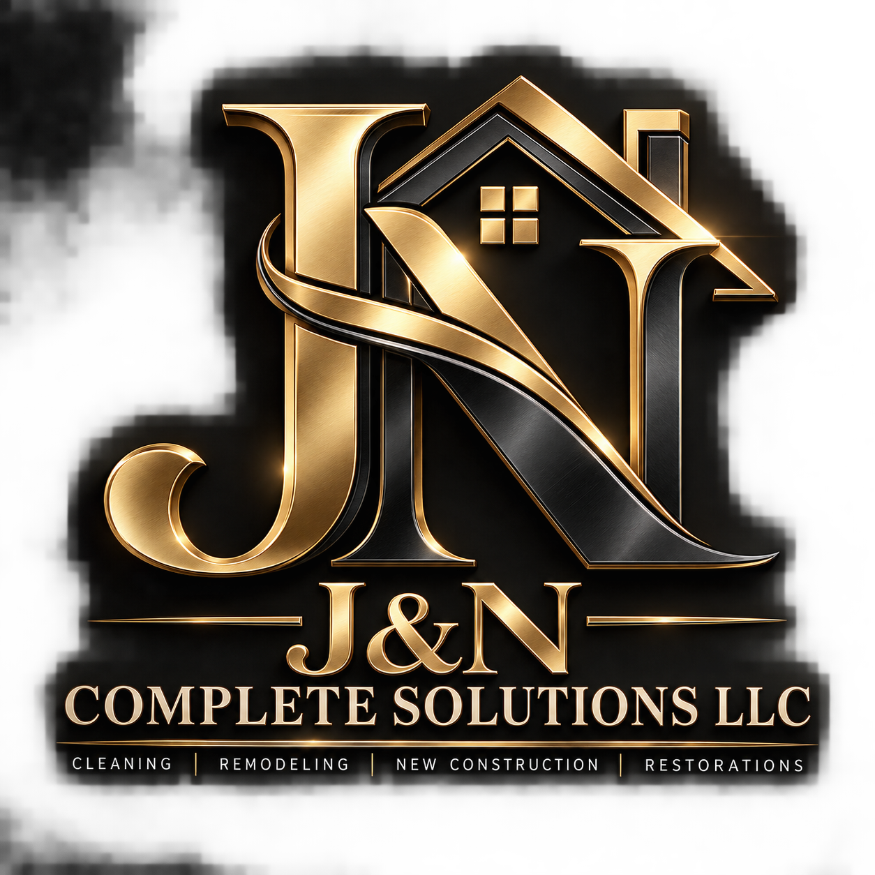 J&N Complete Solutions: logo dorado con una casa